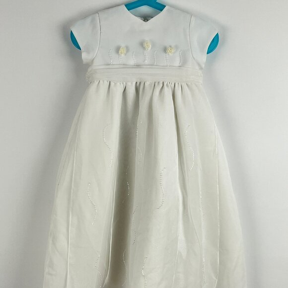 Sarah Louise Baby Formal Dress Size 6 Mths White Fit Flare Polyester Nylon - Picture 1 of 9